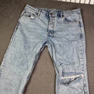 Ksubi Jeans Mens 36x32 Blue Hazlow Muse Slice Slim Denim Cotton Distressed